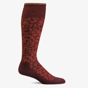 Made with signature yarn blends - the Damask sock has graduated compression to reduce fatigue and swelling. Pull-on these fun socks with technology for an all-day supportive experience!